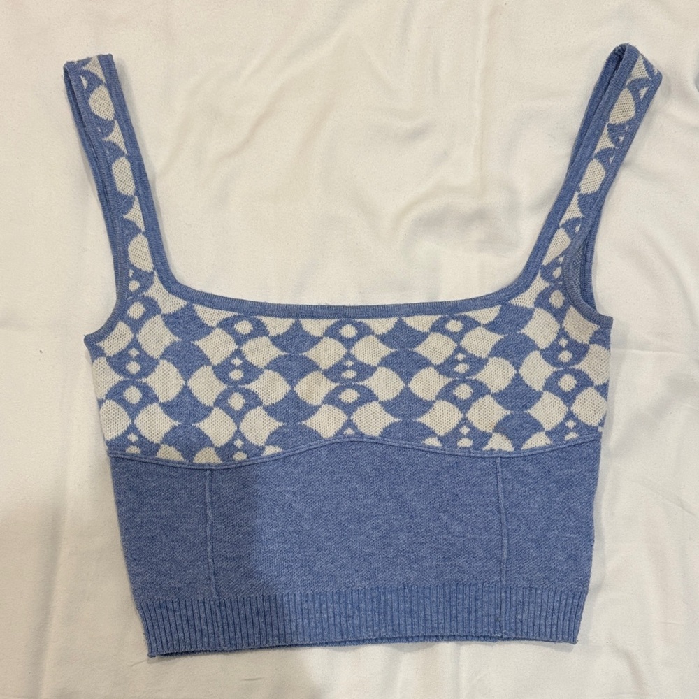 Princess Polly Blue and White Knit Top